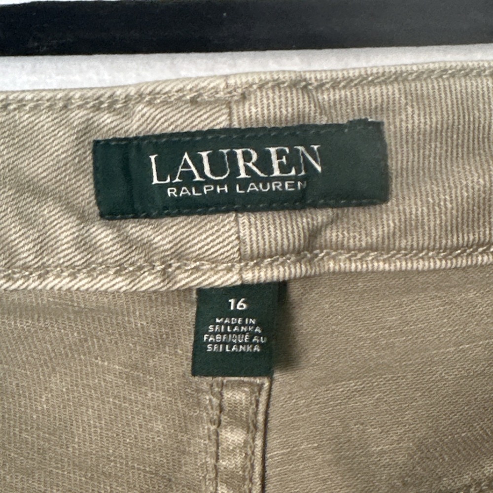 Lauren Ralph Lauren Regal Straight Crop Jeans Khaki Brown High Rise Size 16 - Picture 2 of 16